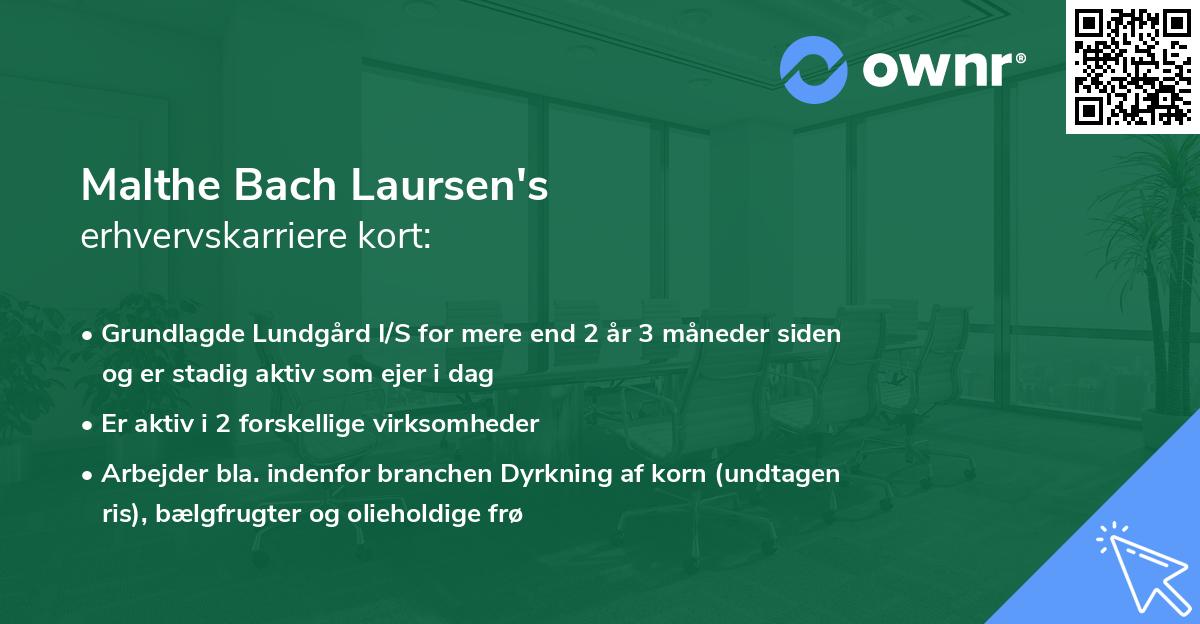 Malthe Bach Laursen's erhvervskarriere kort