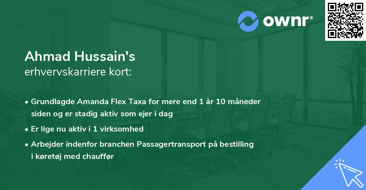 Ahmad Hussain's erhvervskarriere kort