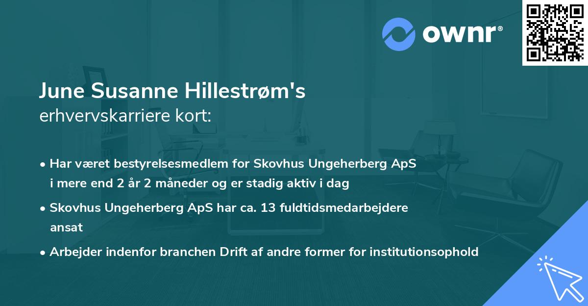 June Susanne Hillestrøm's erhvervskarriere kort