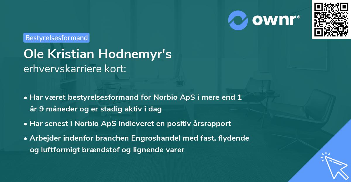 Ole Kristian Hodnemyr's erhvervskarriere kort