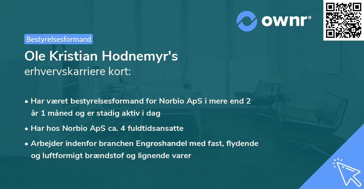 Ole Kristian Hodnemyr's erhvervskarriere kort
