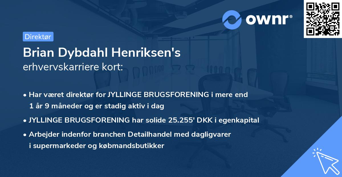 Brian Dybdahl Henriksen's erhvervskarriere kort
