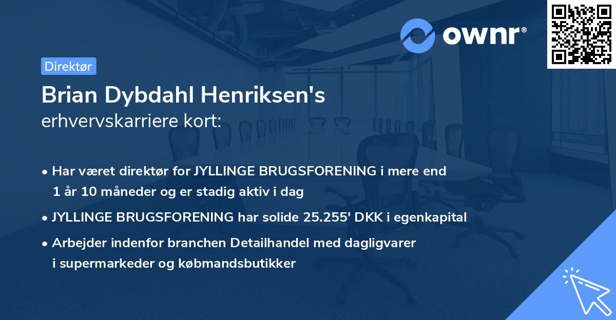 Brian Dybdahl Henriksen's erhvervskarriere kort