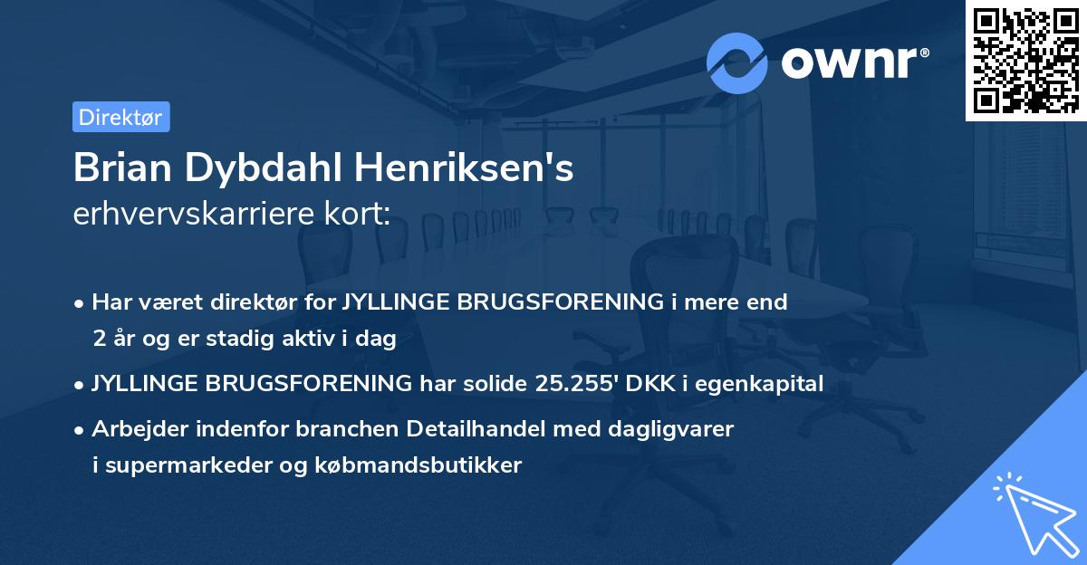 Brian Dybdahl Henriksen's erhvervskarriere kort