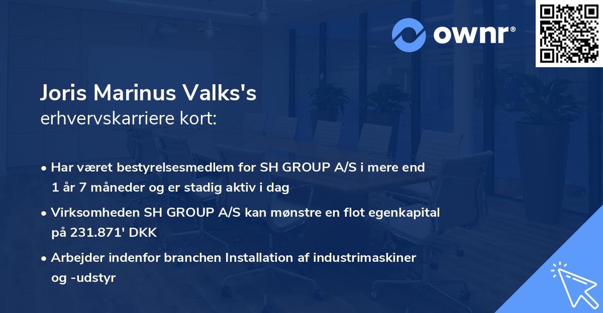 Joris Marinus Valks's erhvervskarriere kort