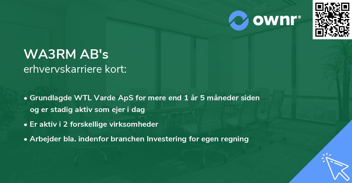 WA3RM AB's erhvervskarriere kort