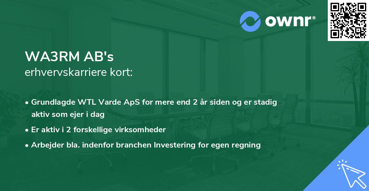 WA3RM AB's erhvervskarriere kort