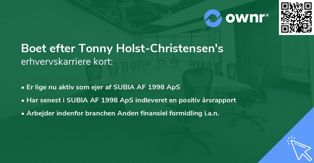 Boet efter Tonny Holst-Christensen's erhvervskarriere kort