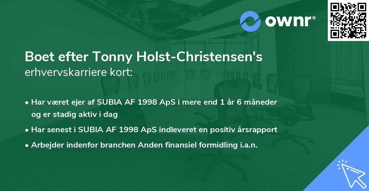 Boet efter Tonny Holst-Christensen's erhvervskarriere kort