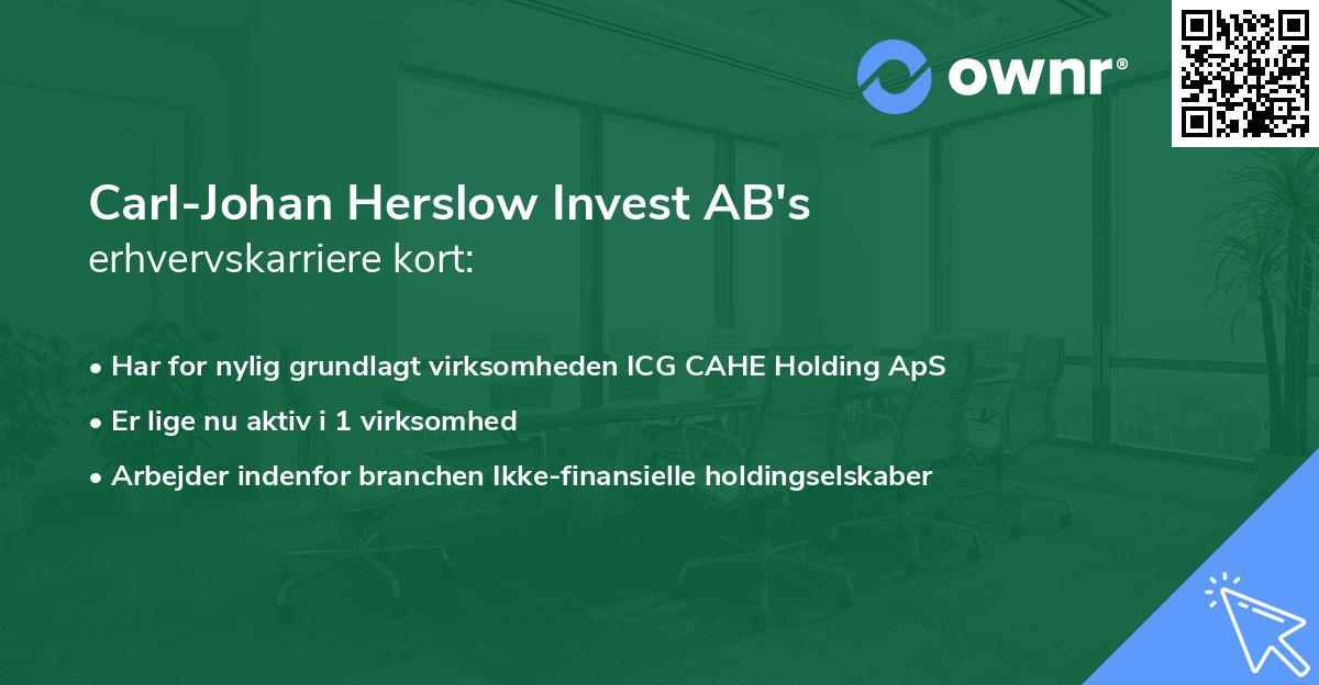 Carl-Johan Herslow Invest AB's erhvervskarriere kort