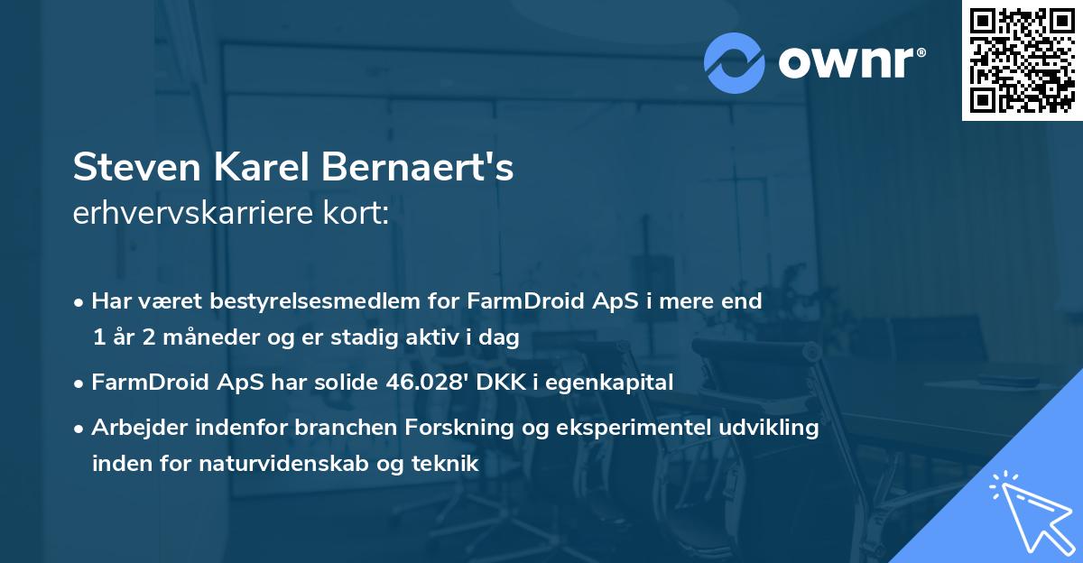 Steven Karel Bernaert's erhvervskarriere kort