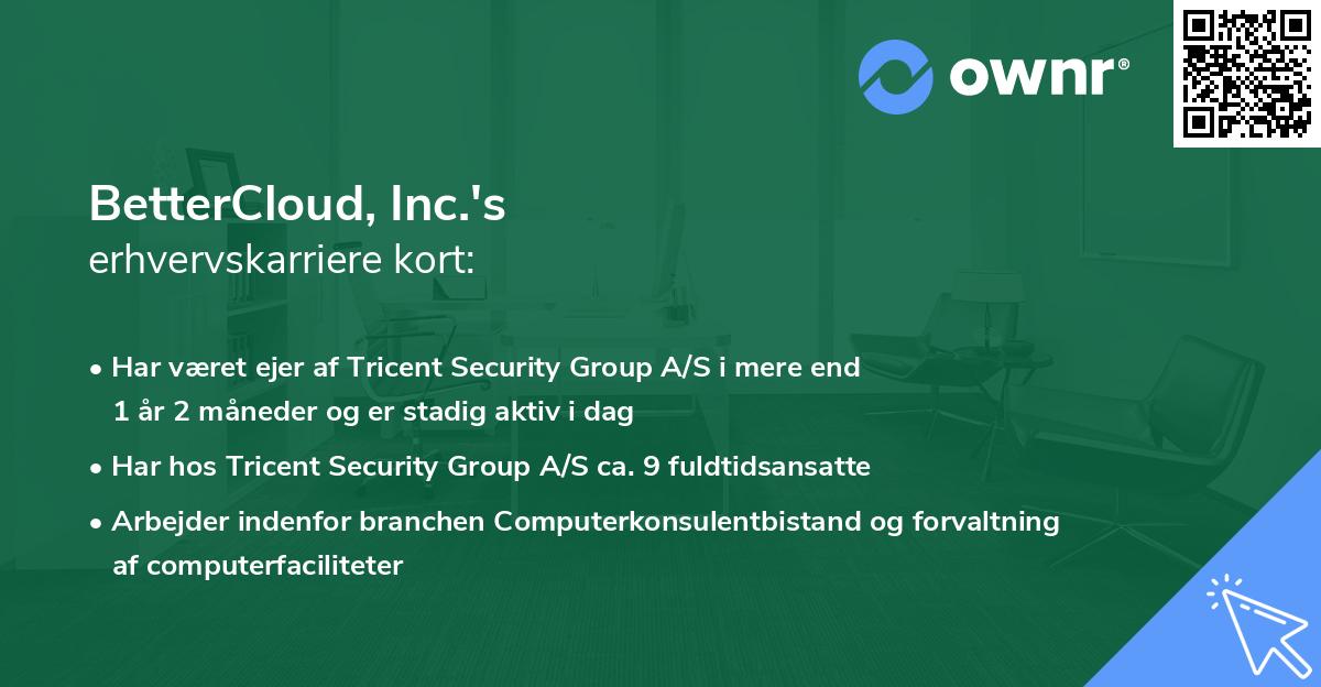 BetterCloud, Inc.'s erhvervskarriere kort