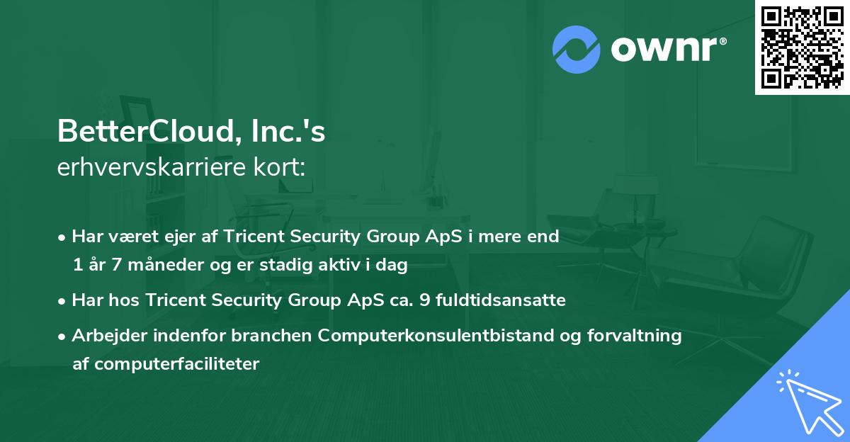 BetterCloud, Inc.'s erhvervskarriere kort