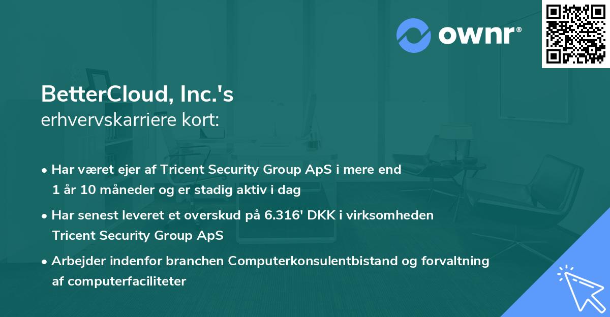 BetterCloud, Inc.'s erhvervskarriere kort