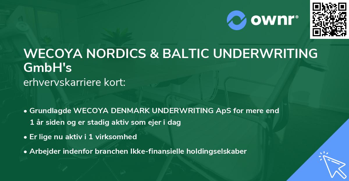 WECOYA NORDICS & BALTIC UNDERWRITING GmbH's erhvervskarriere kort