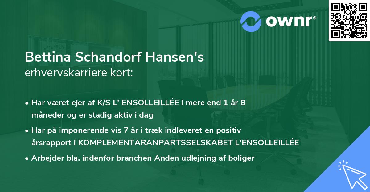 Bettina Schandorf Hansen's erhvervskarriere kort