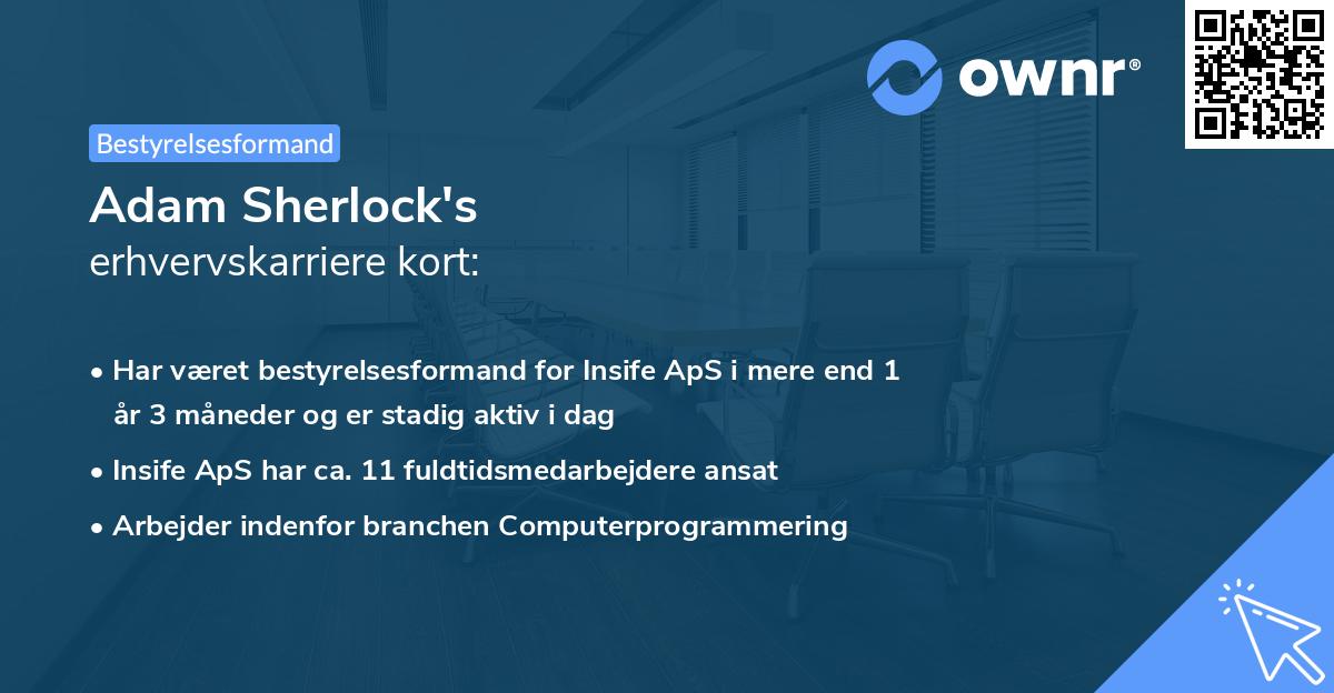 Adam Sherlock's erhvervskarriere kort
