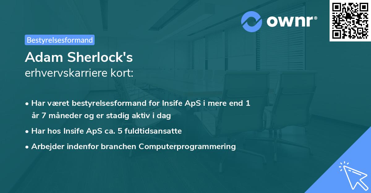 Adam Sherlock's erhvervskarriere kort