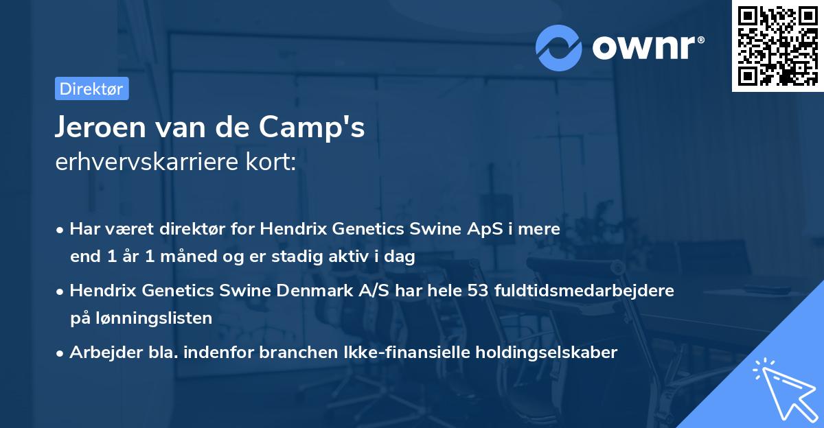 Jeroen van de Camp's erhvervskarriere kort