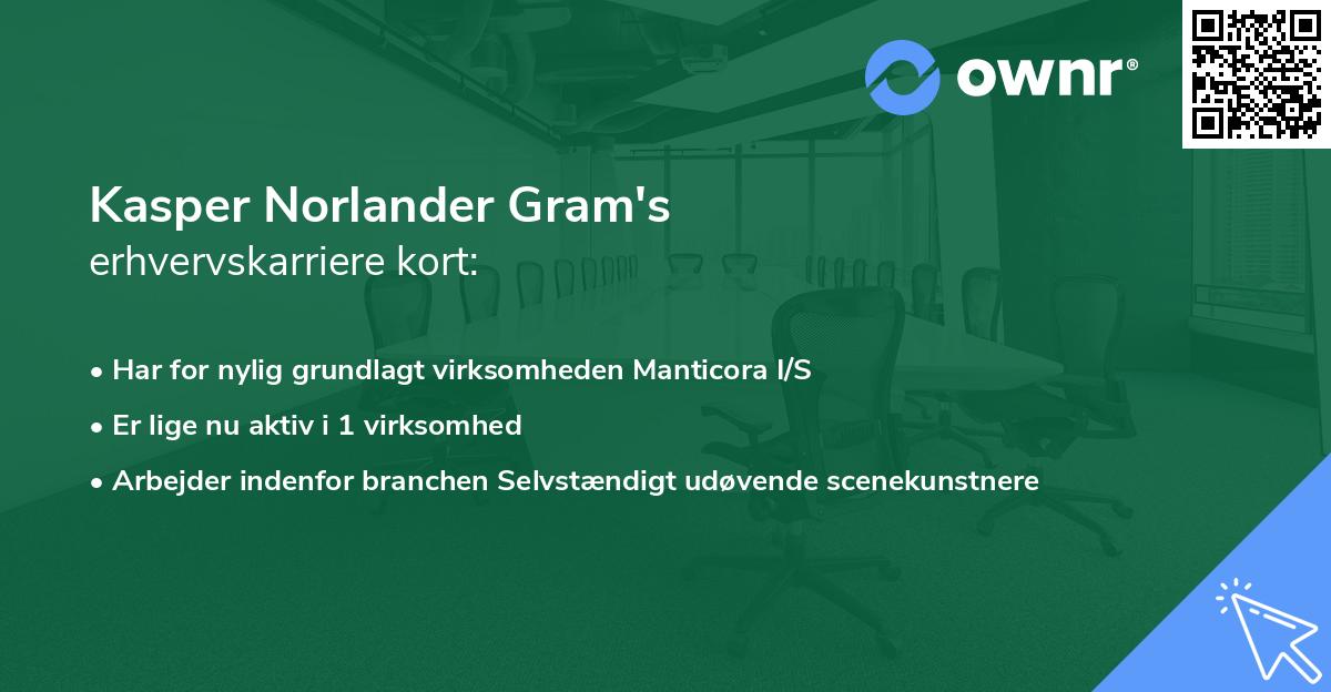 Kasper Norlander Gram's erhvervskarriere kort