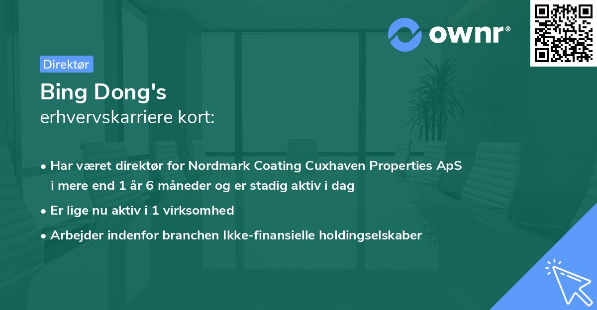 Bing Dong's erhvervskarriere kort