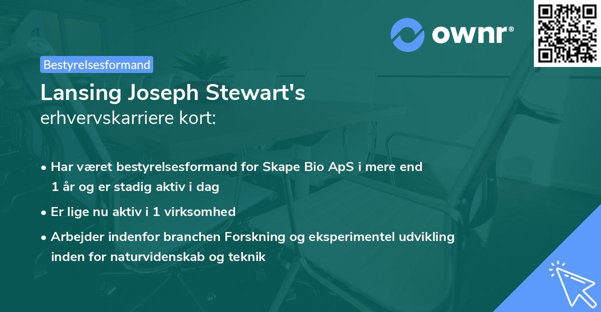 Lansing Joseph Stewart's erhvervskarriere kort