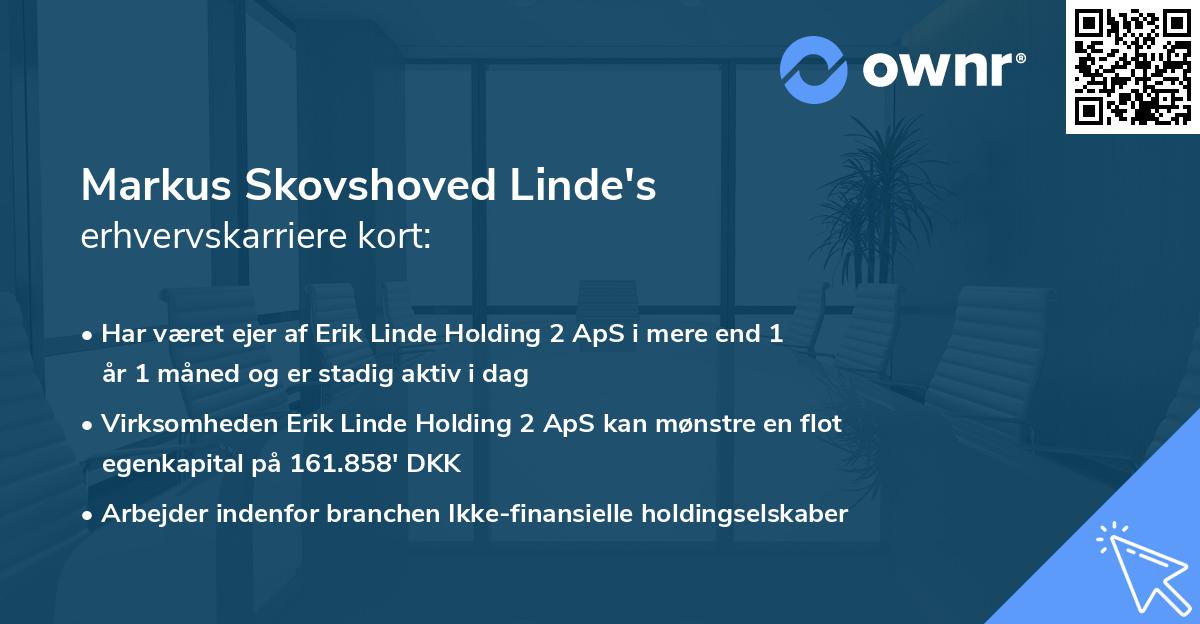 Markus Skovshoved Linde's erhvervskarriere kort