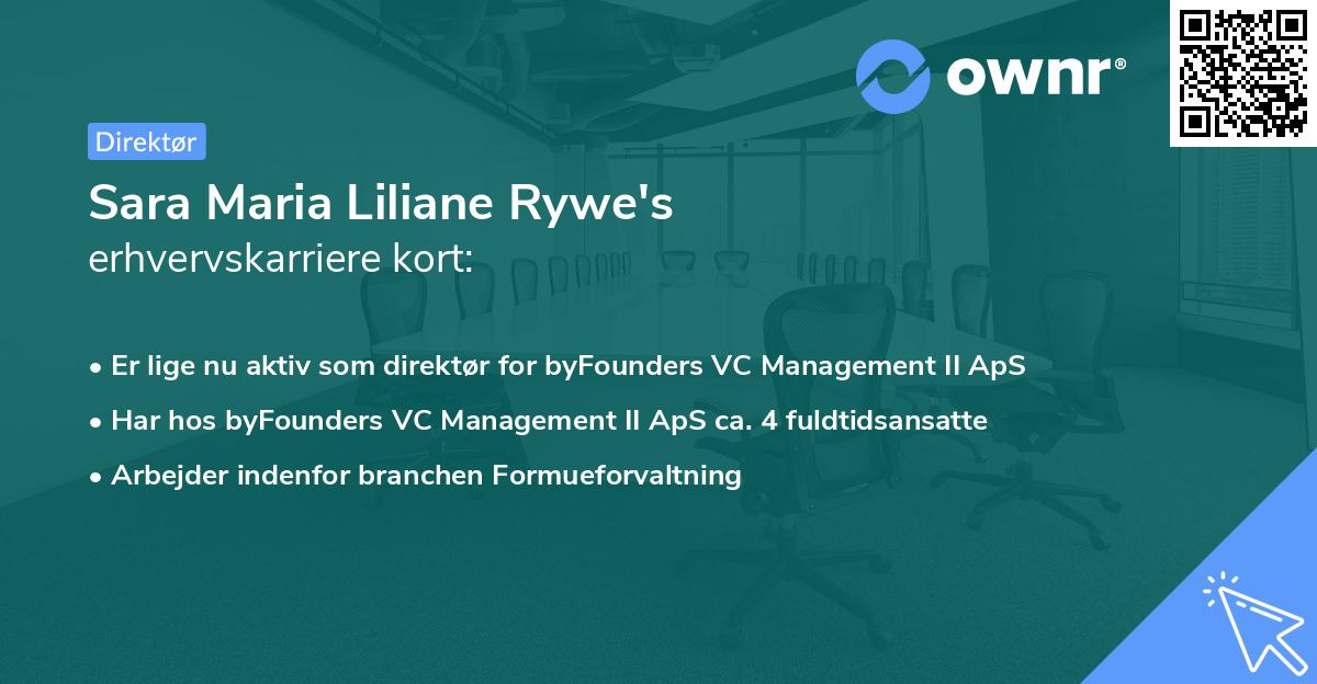Sara Maria Liliane Rywe's erhvervskarriere kort