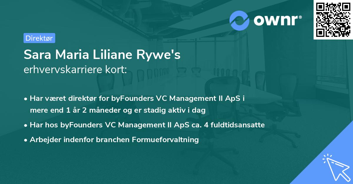 Sara Maria Liliane Rywe's erhvervskarriere kort
