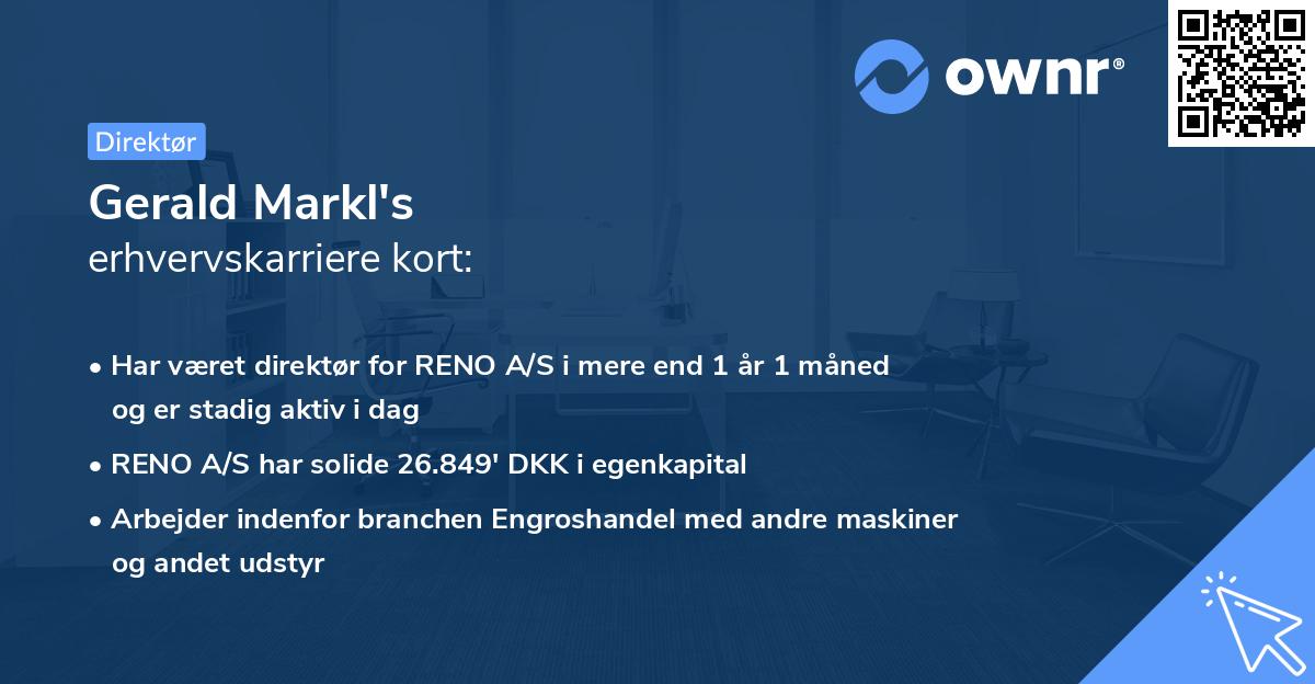 Gerald Markl's erhvervskarriere kort