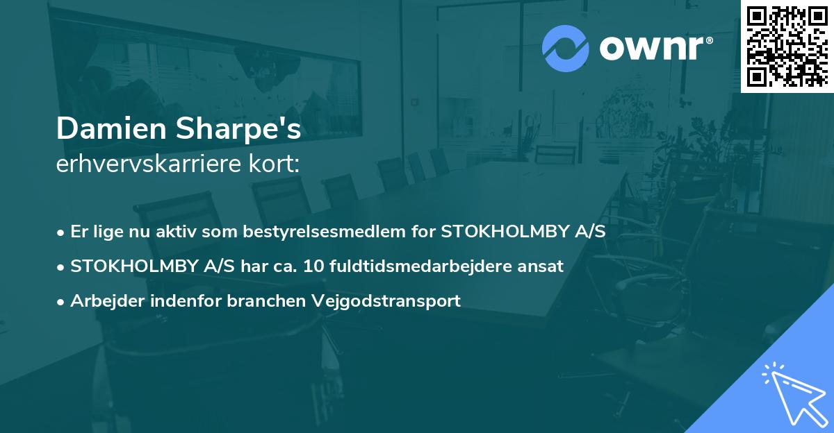 Damien Sharpe's erhvervskarriere kort