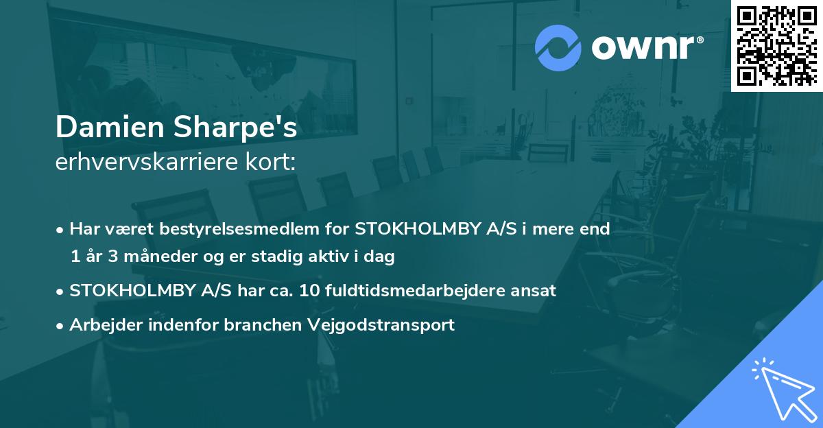 Damien Sharpe's erhvervskarriere kort