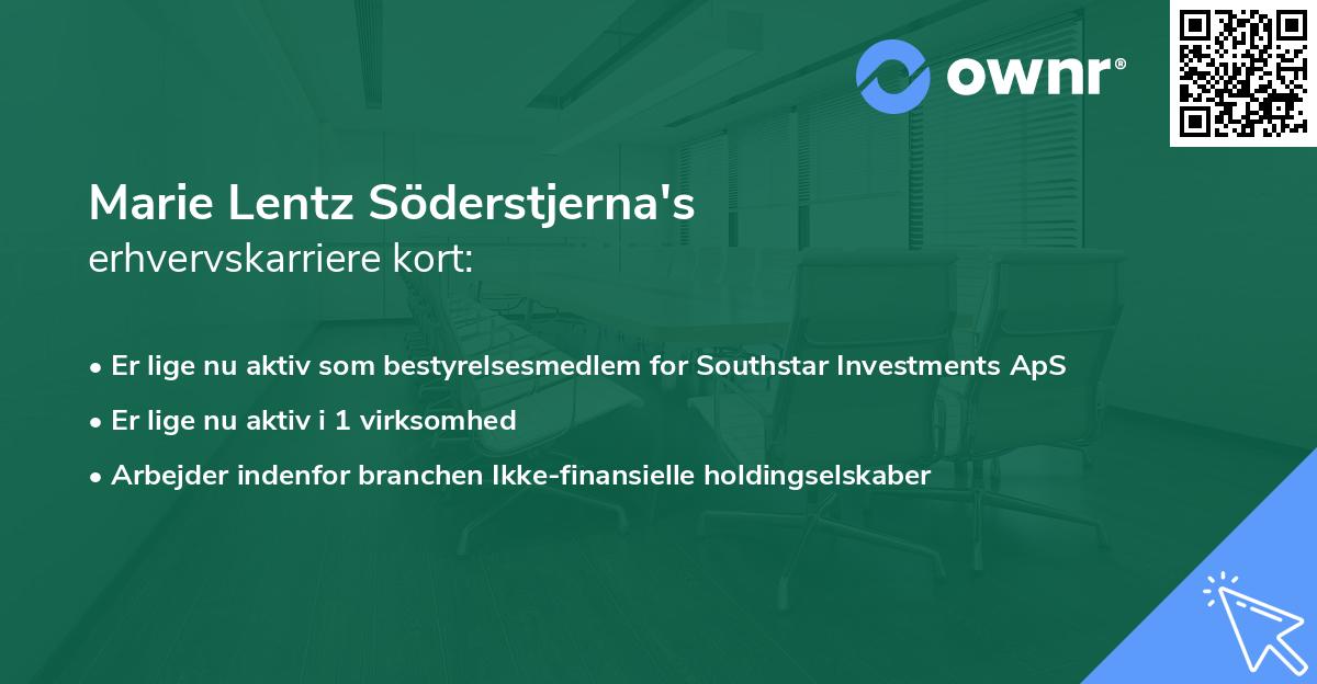 Marie Lentz Söderstjerna's erhvervskarriere kort