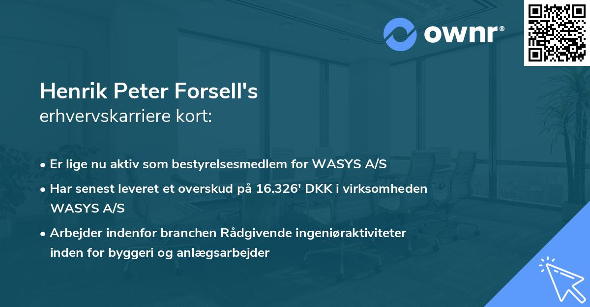 Henrik Peter Forsell's erhvervskarriere kort