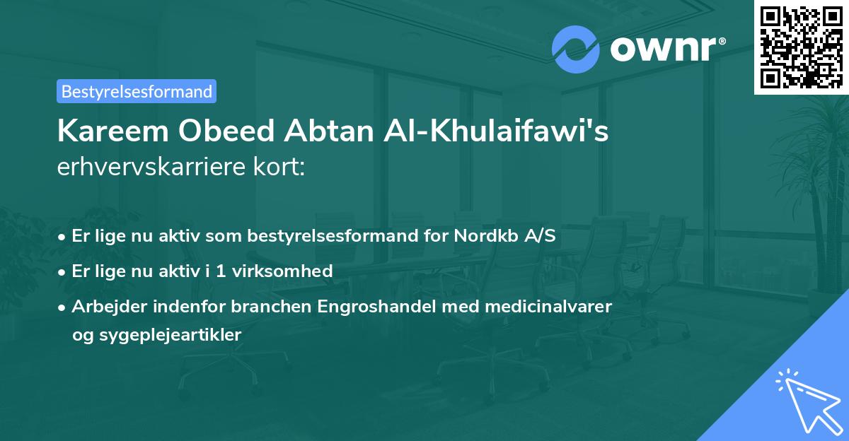 Kareem Obeed Abtan Al-Khulaifawi's erhvervskarriere kort
