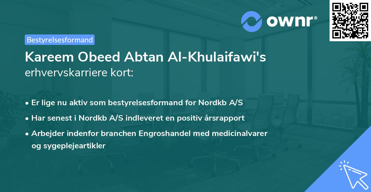 Kareem Obeed Abtan Al-Khulaifawi's erhvervskarriere kort