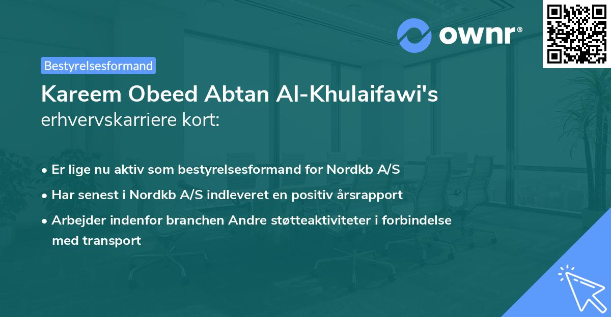 Kareem Obeed Abtan Al-Khulaifawi's erhvervskarriere kort