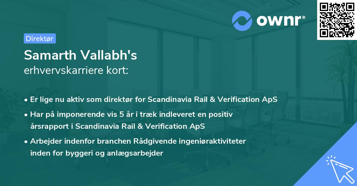 Samarth Vallabh's erhvervskarriere kort