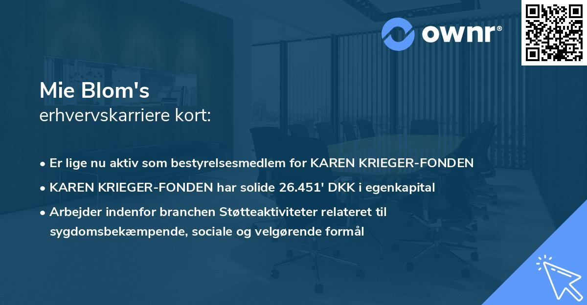 Mie Blom's erhvervskarriere kort