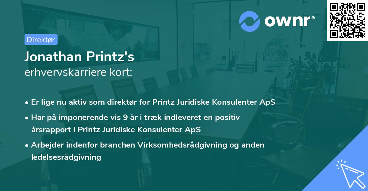 Jonathan Printz's erhvervskarriere kort