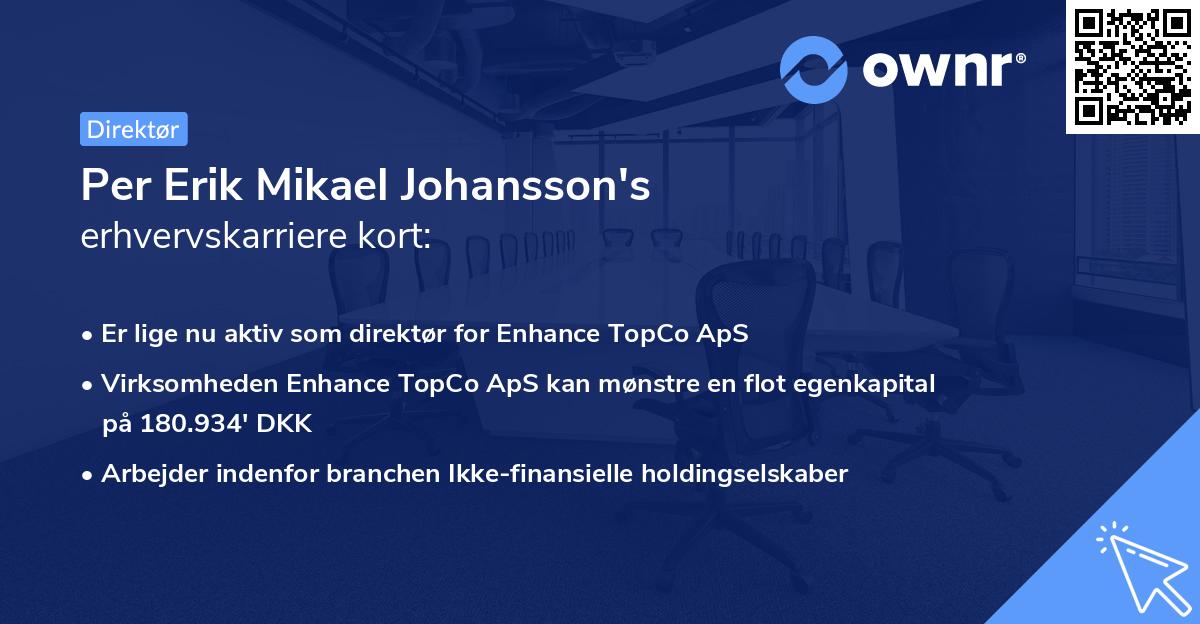 Per Erik Mikael Johansson's erhvervskarriere kort