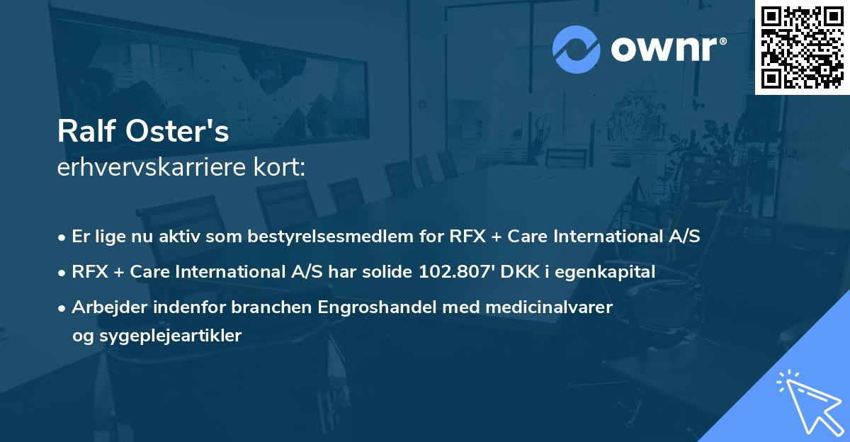 Ralf Oster's erhvervskarriere kort