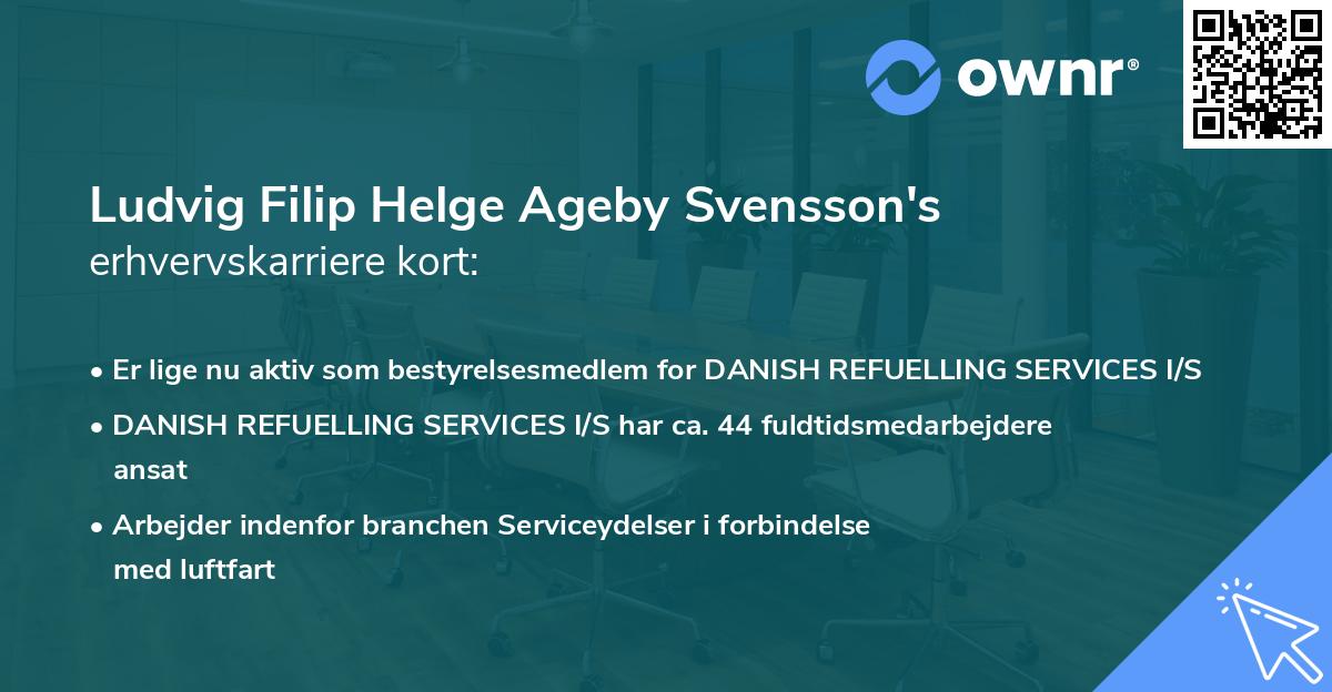 Ludvig Filip Helge Ageby Svensson's erhvervskarriere kort