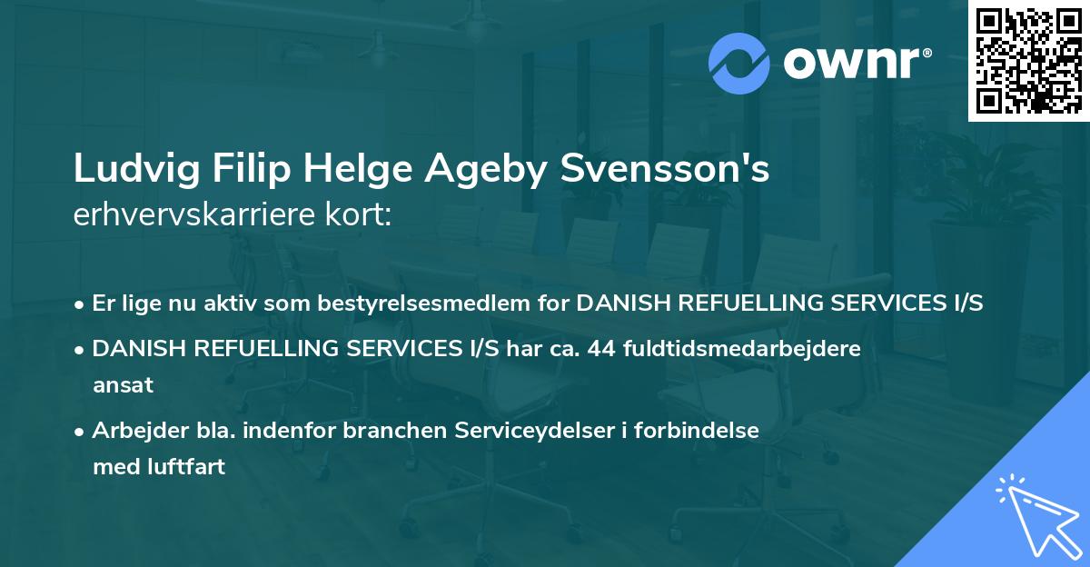 Ludvig Filip Helge Ageby Svensson's erhvervskarriere kort