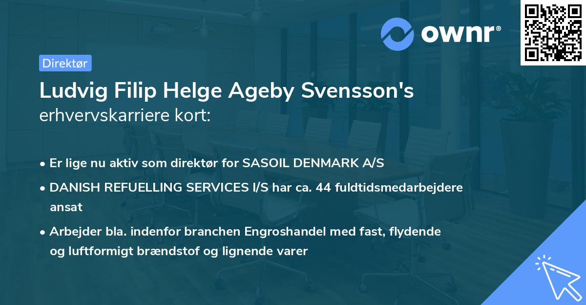 Ludvig Filip Helge Ageby Svensson's erhvervskarriere kort