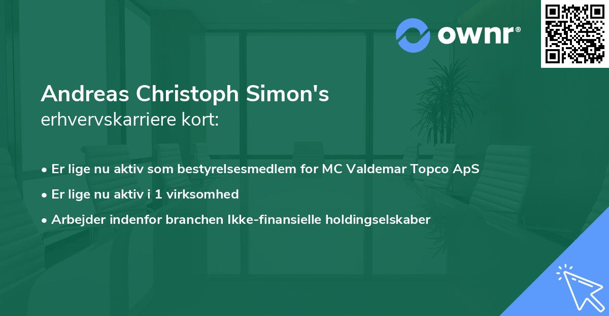 Andreas Christoph Simon's erhvervskarriere kort