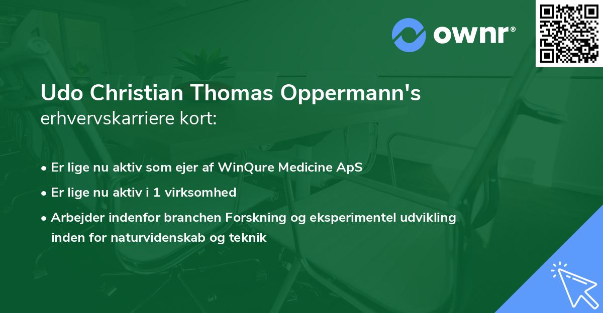 Udo Christian Thomas Oppermann's erhvervskarriere kort