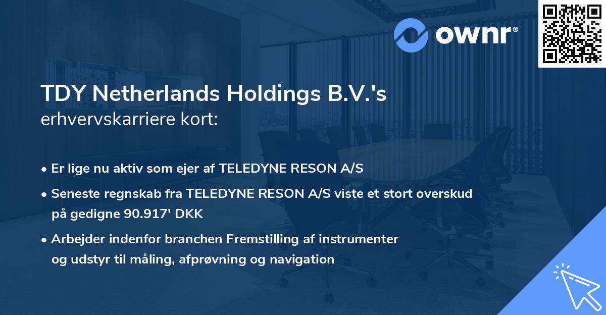 TDY Netherlands Holdings B.V.'s erhvervskarriere kort