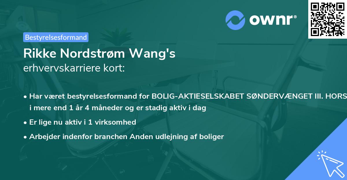 Rikke Nordstrøm Wang's erhvervskarriere kort