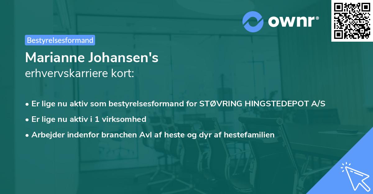 Marianne Johansen's erhvervskarriere kort
